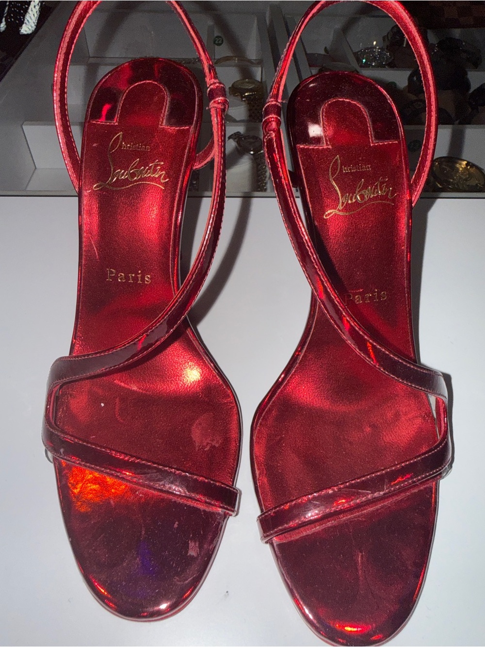 Christian Louboutin Metallic Red Slingback Sandals